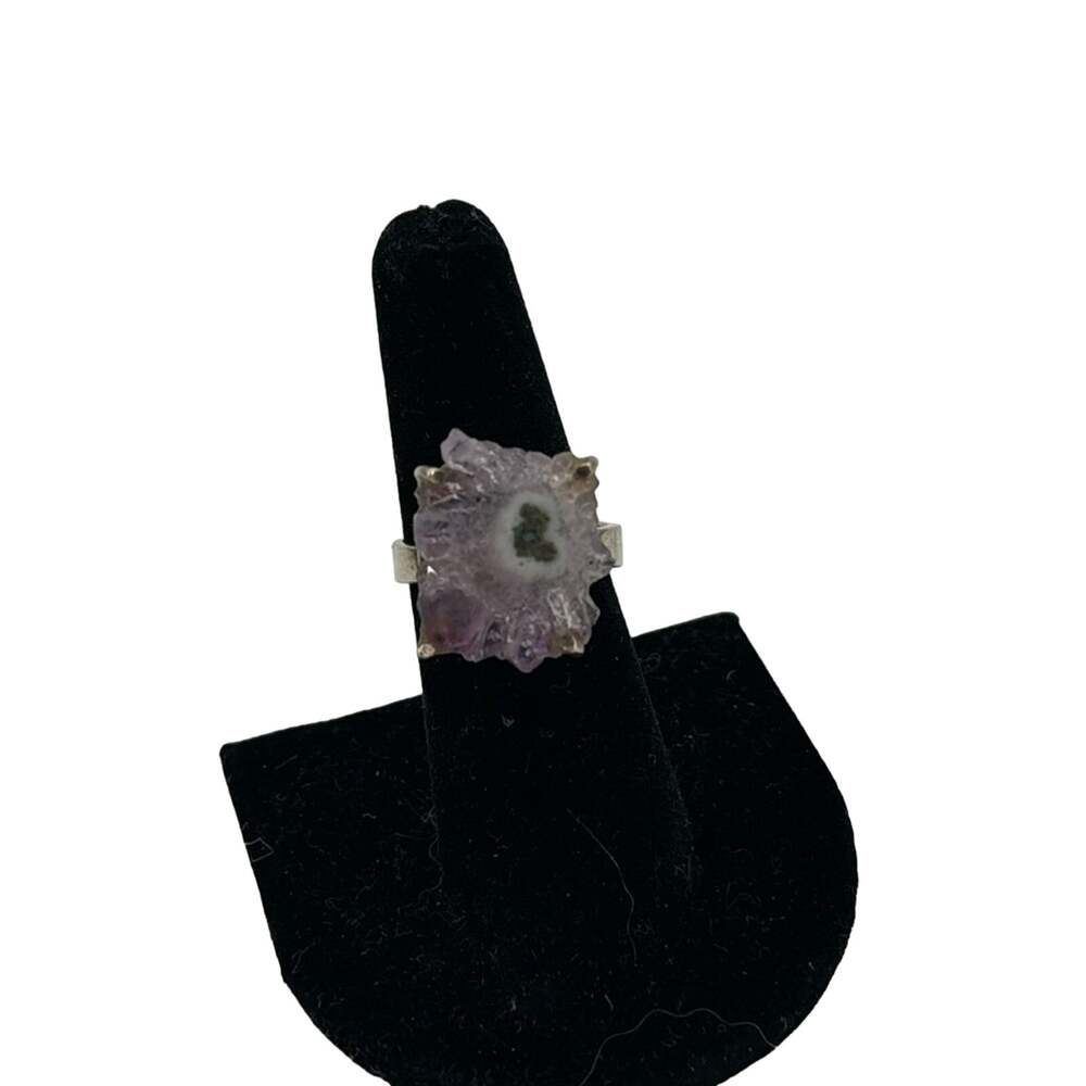 Raw Amethyst Sterling silver adjustable ring